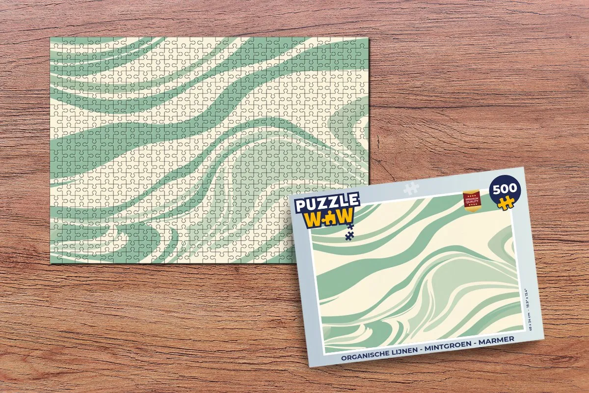 PuzzleWow Organische Lijnen Puzzel 500 Stuks - Mintgroen