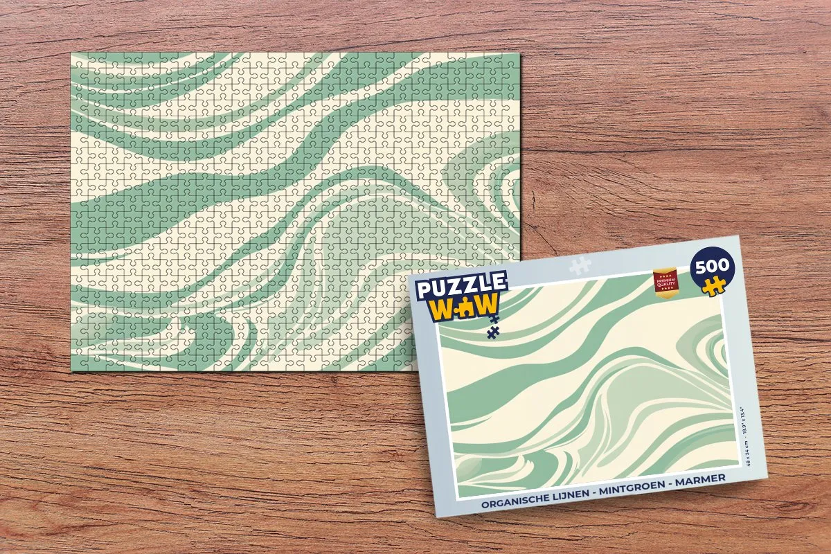 PuzzleWow Organische Lijnen Puzzel 500 Stuks - Mintgroen