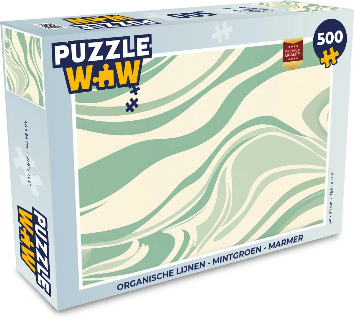PuzzleWow Organische Lijnen Puzzel 500 Stuks - Mintgroen