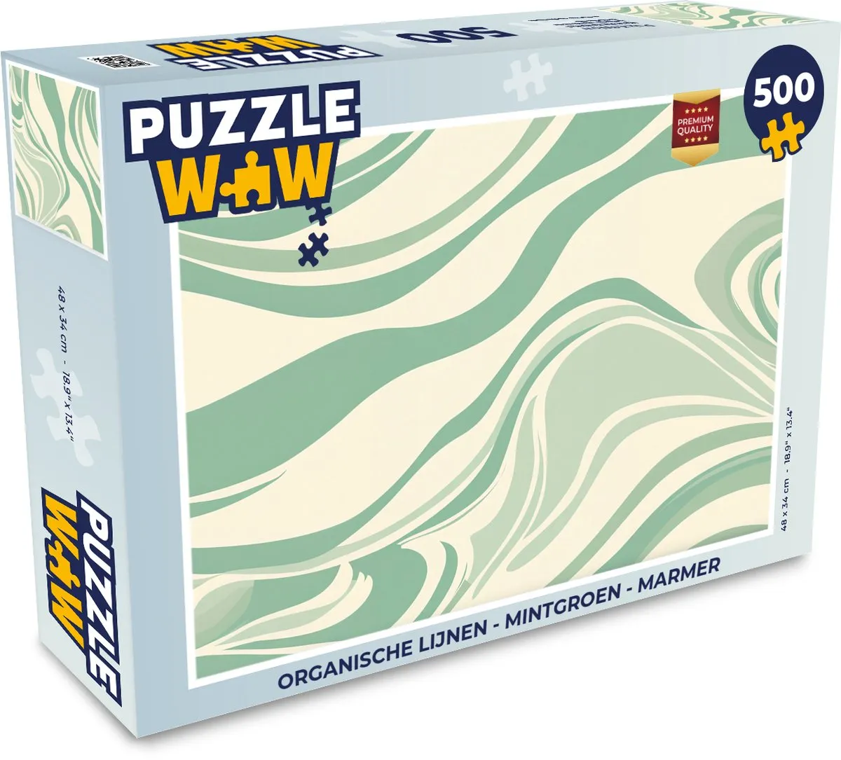 PuzzleWow Organische Lijnen Puzzel 500 Stuks - Mintgroen