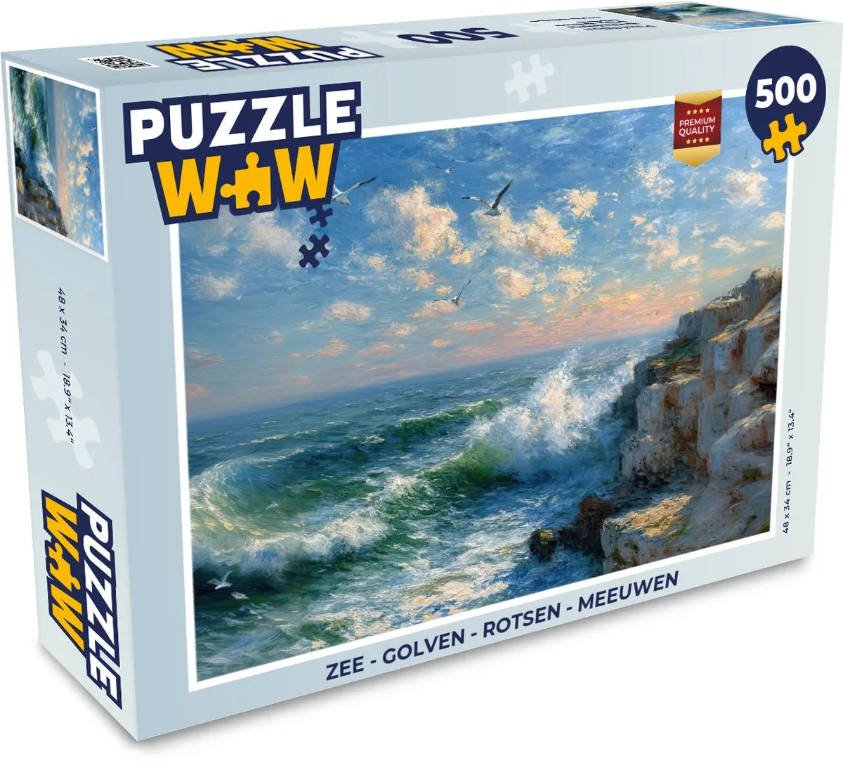 PuzzleWow Zee - Golven, Rotsen & Meeuwen Legpuzzel 500 Stuks