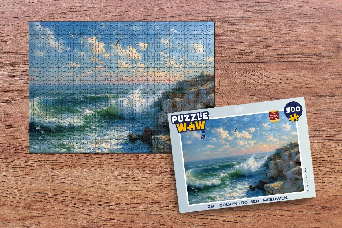 PuzzleWow Zee - Golven, Rotsen & Meeuwen Legpuzzel 500 Stuks