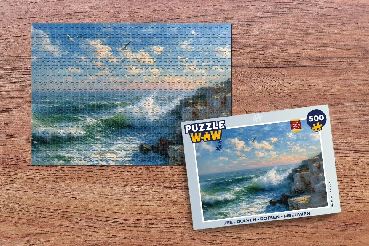 PuzzleWow Zee - Golven, Rotsen & Meeuwen Legpuzzel 500 Stuks