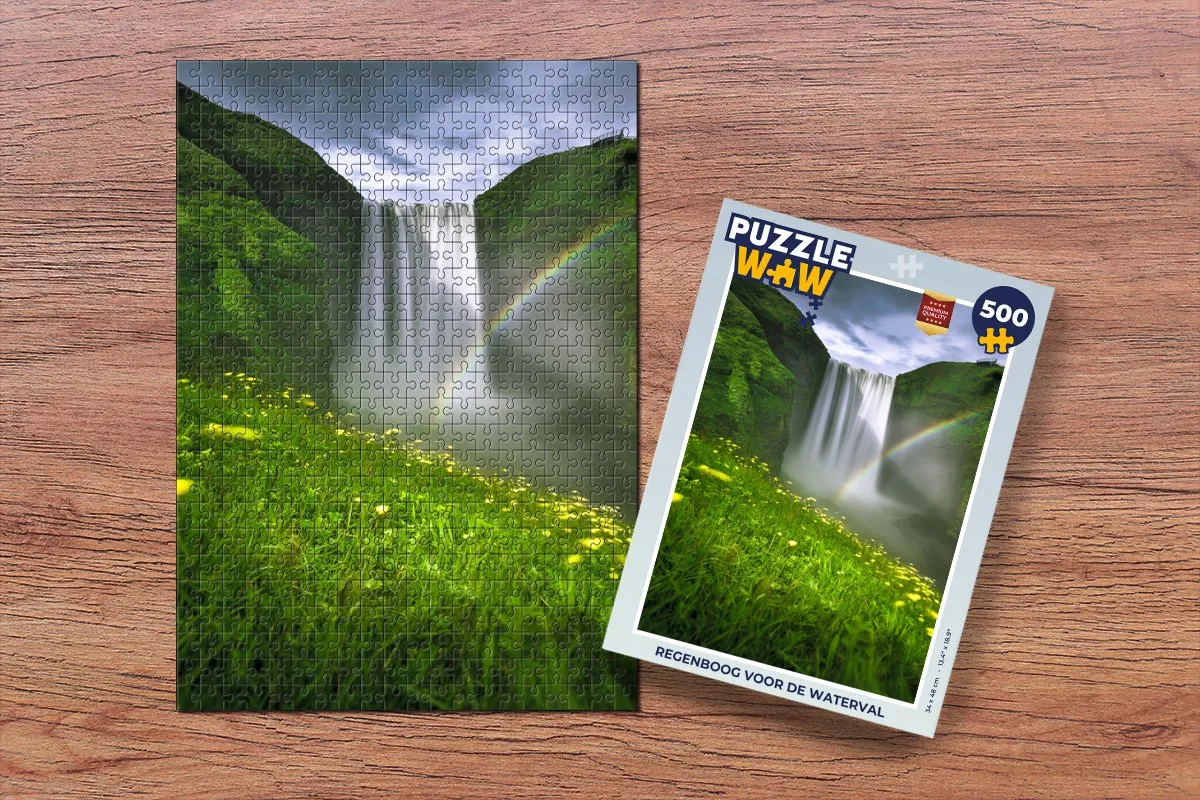 PuzzleWow Regenboog Waterval Legpuzzel 500 Stuks - Multicolor