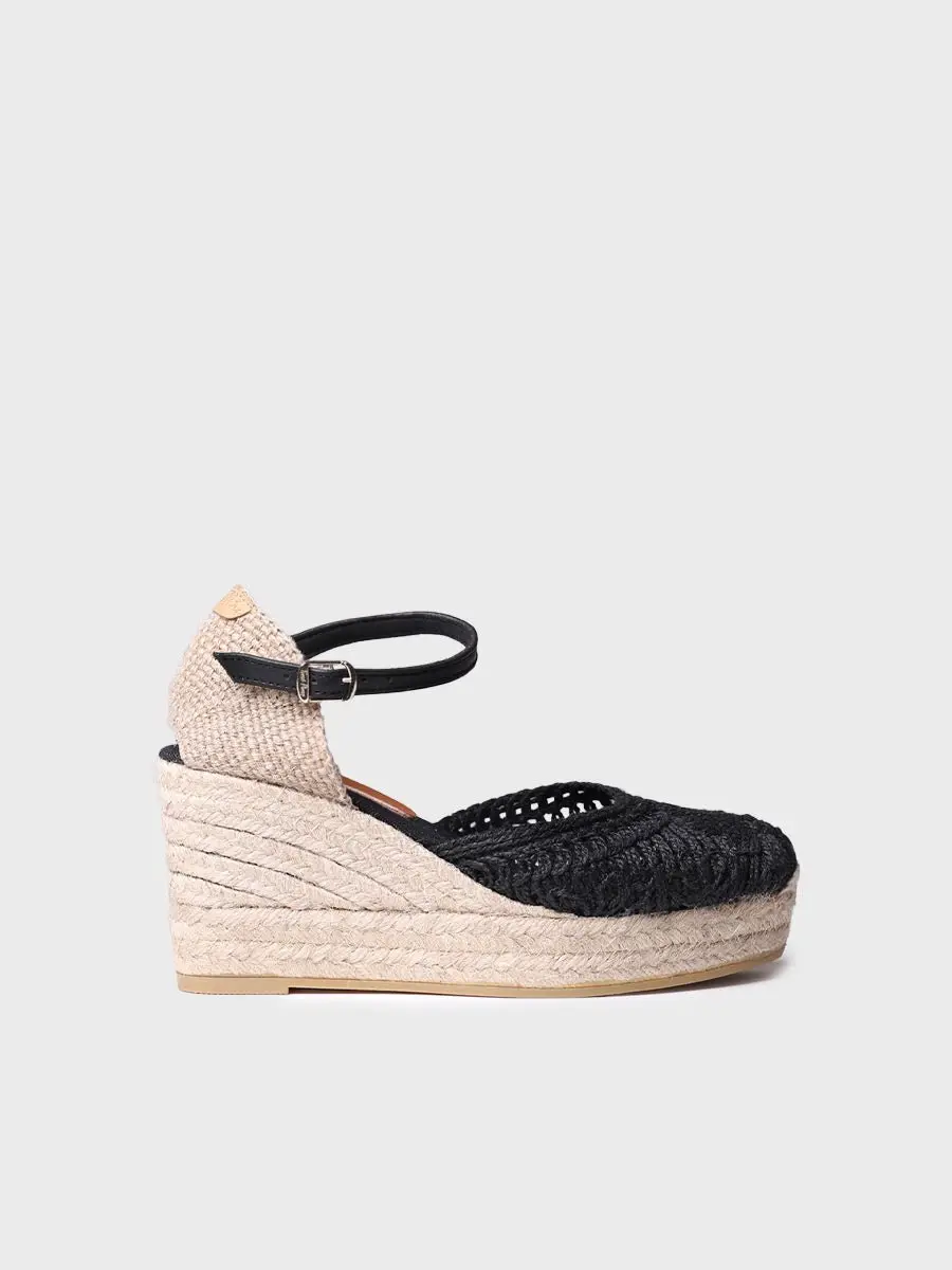 Espadrilles met sleehak voor dames van gehaakte stof