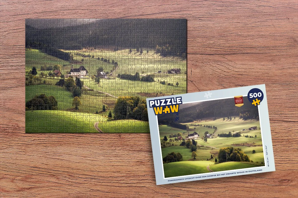 PuzzleWow Legpuzzel Panoramisch Dorpje Duitsland 500 Stuks - Multicolor