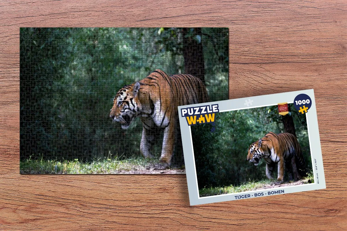 PuzzleWow Tijger Bos Bomen Legpuzzel 1000 Stuks - Multicolor