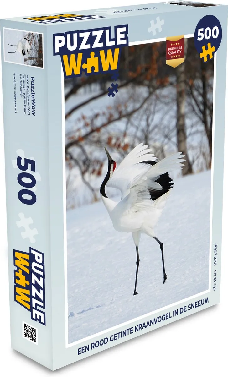 PuzzleWow Legpuzzel Kraanvogel in Sneeuw 500 Stuks