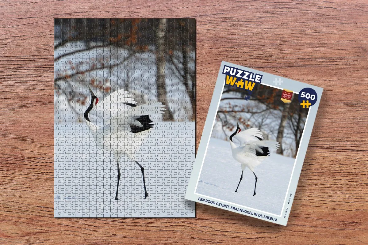 PuzzleWow Legpuzzel Kraanvogel in Sneeuw 500 Stuks - Multicolor