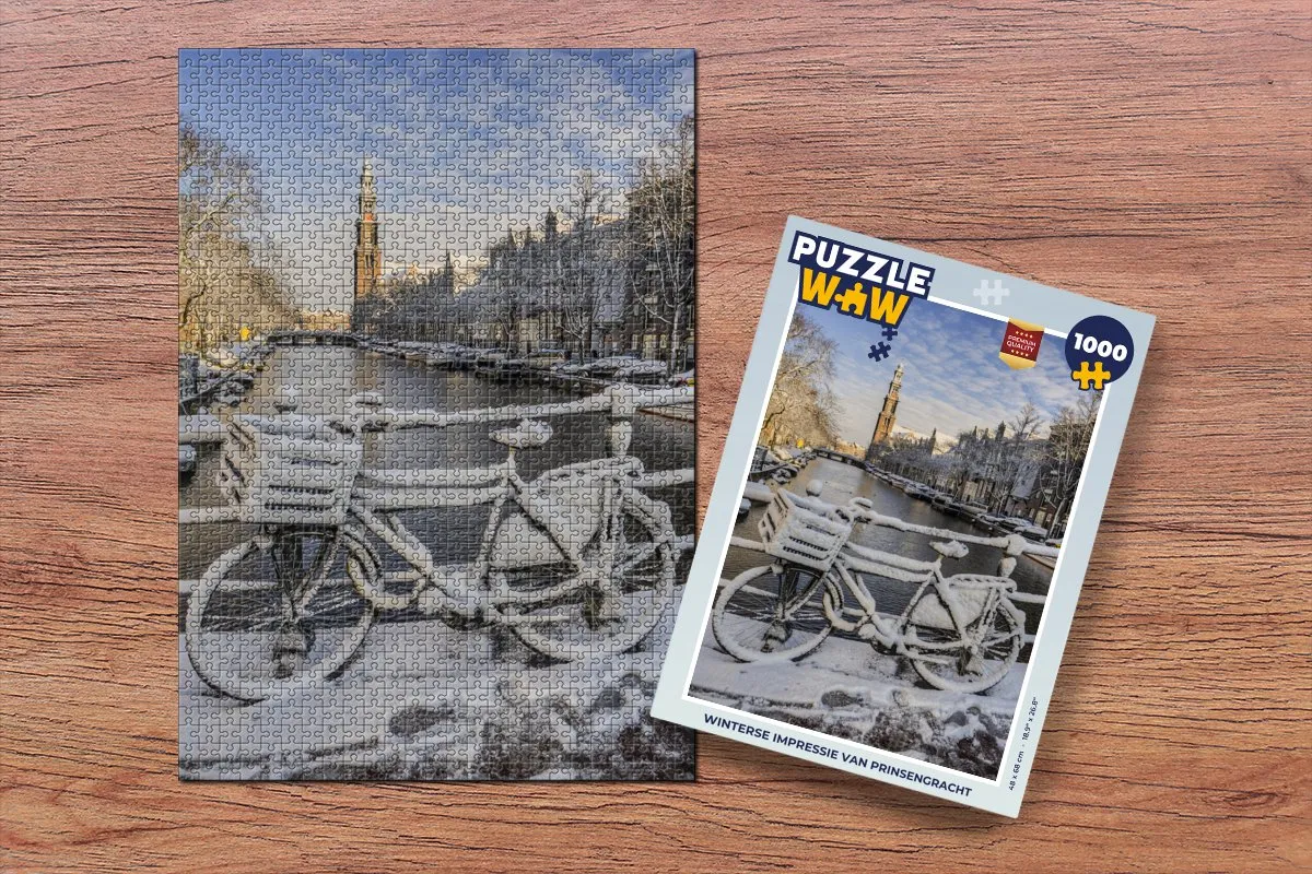 PuzzleWow Winterse Impressie Prinsengracht Legpuzzel 1000 Stuks - Multicolor