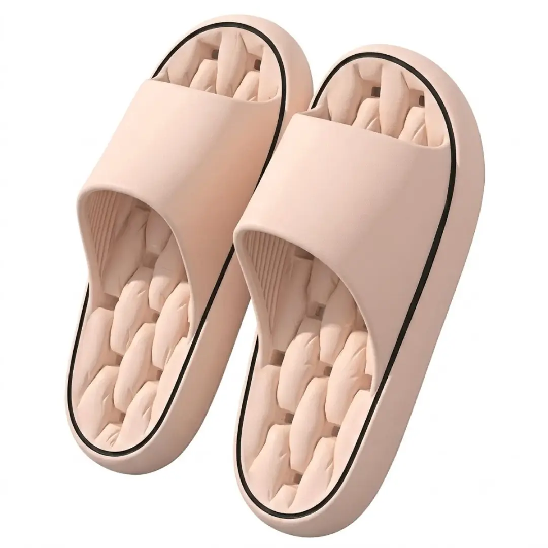 Roze badslippers dames EVA instap slippers massage voetbed antislip dik zool lic
