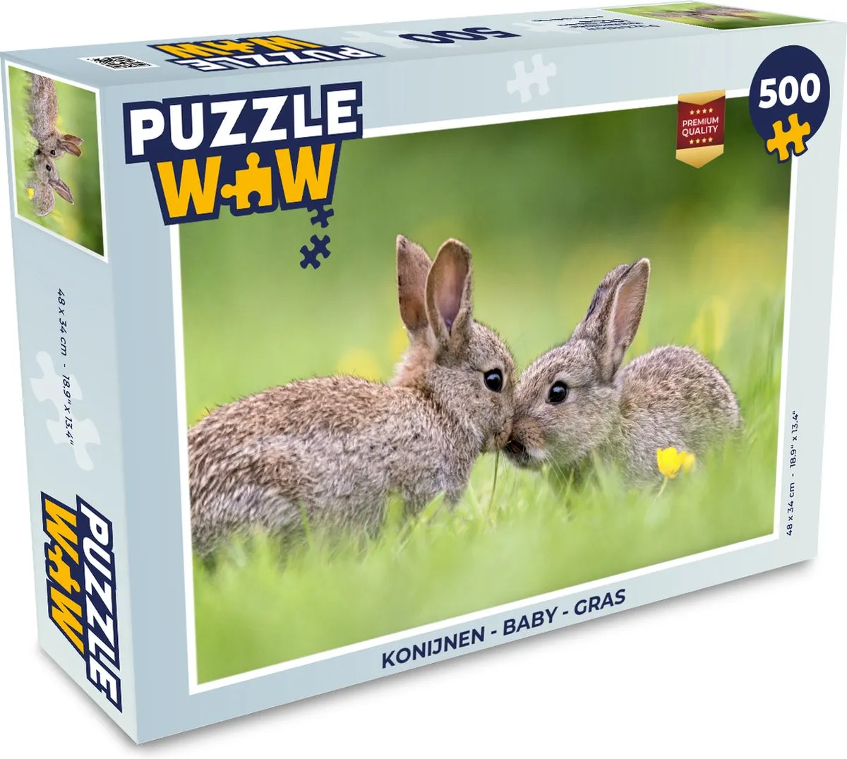 PuzzleWow Konijnen Baby Gras Legpuzzel 500 Stuks
