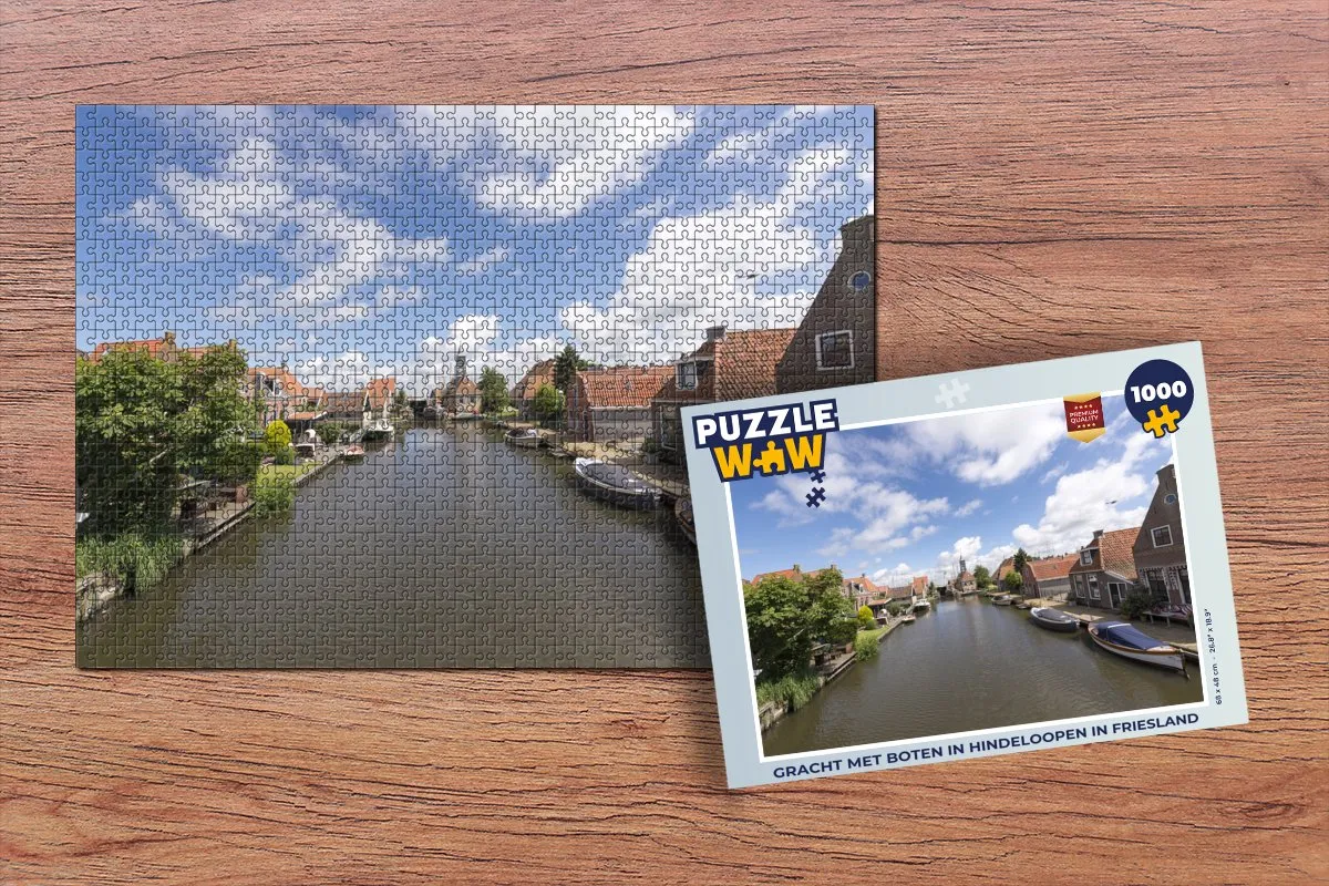 PuzzleWow Gracht met boten Hindeloopen Legpuzzel 1000 Stuks - Multicolor