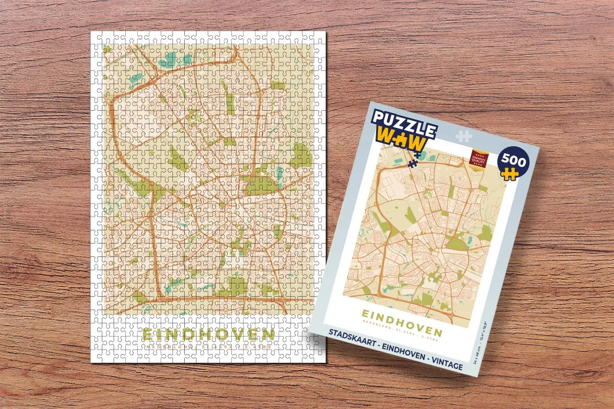 PuzzleWow Eindhoven Vintage Legpuzzel 500 Stuks - Multicolor
