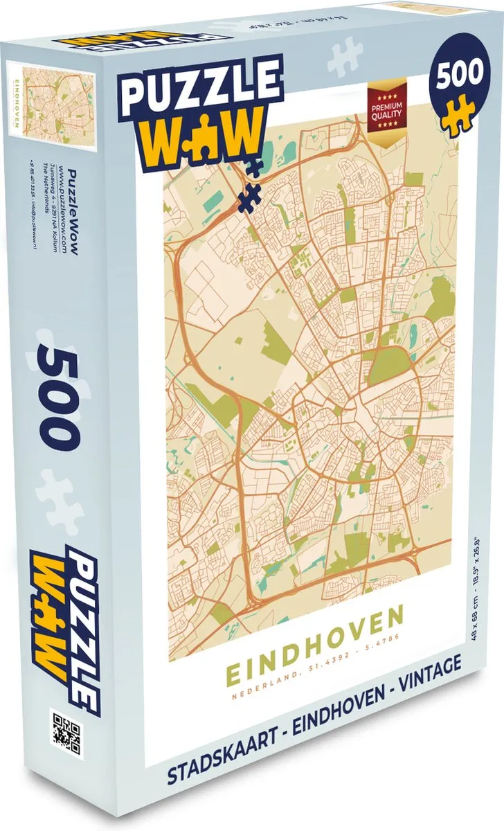 PuzzleWow Eindhoven Vintage Legpuzzel 500 Stuks