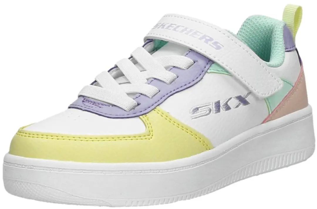 Skechers Sport Court 92 Meisjes Sneakers - Wit/Multicolour - afbeelding 4 van 6