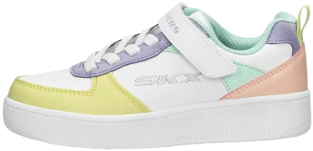 Skechers Sport Court 92 Meisjes Sneakers - Wit/Multicolour - afbeelding 2 van 6