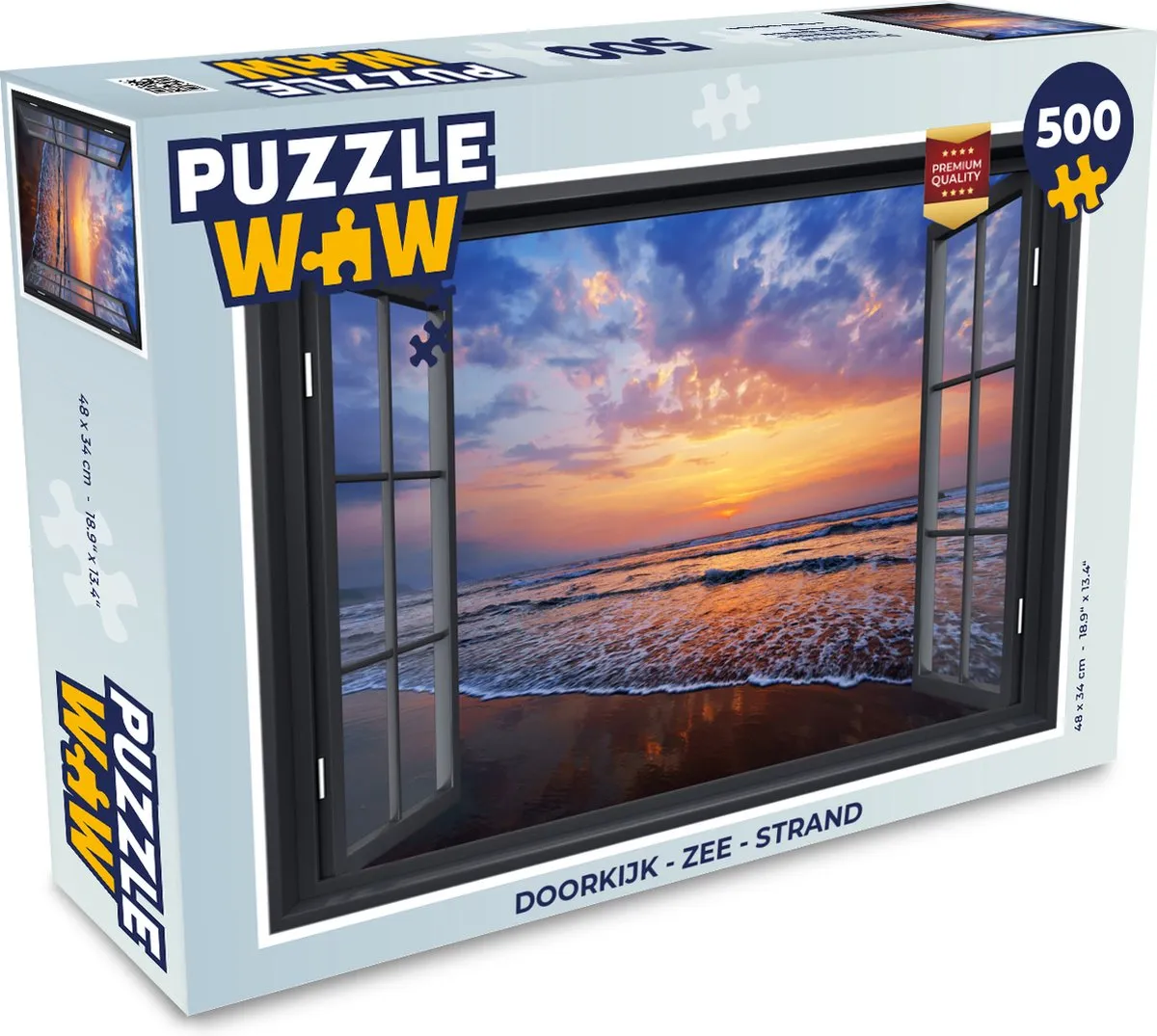PuzzleWow Doorkijk Zee Strand Legpuzzel 500 Stuks - Multicolor