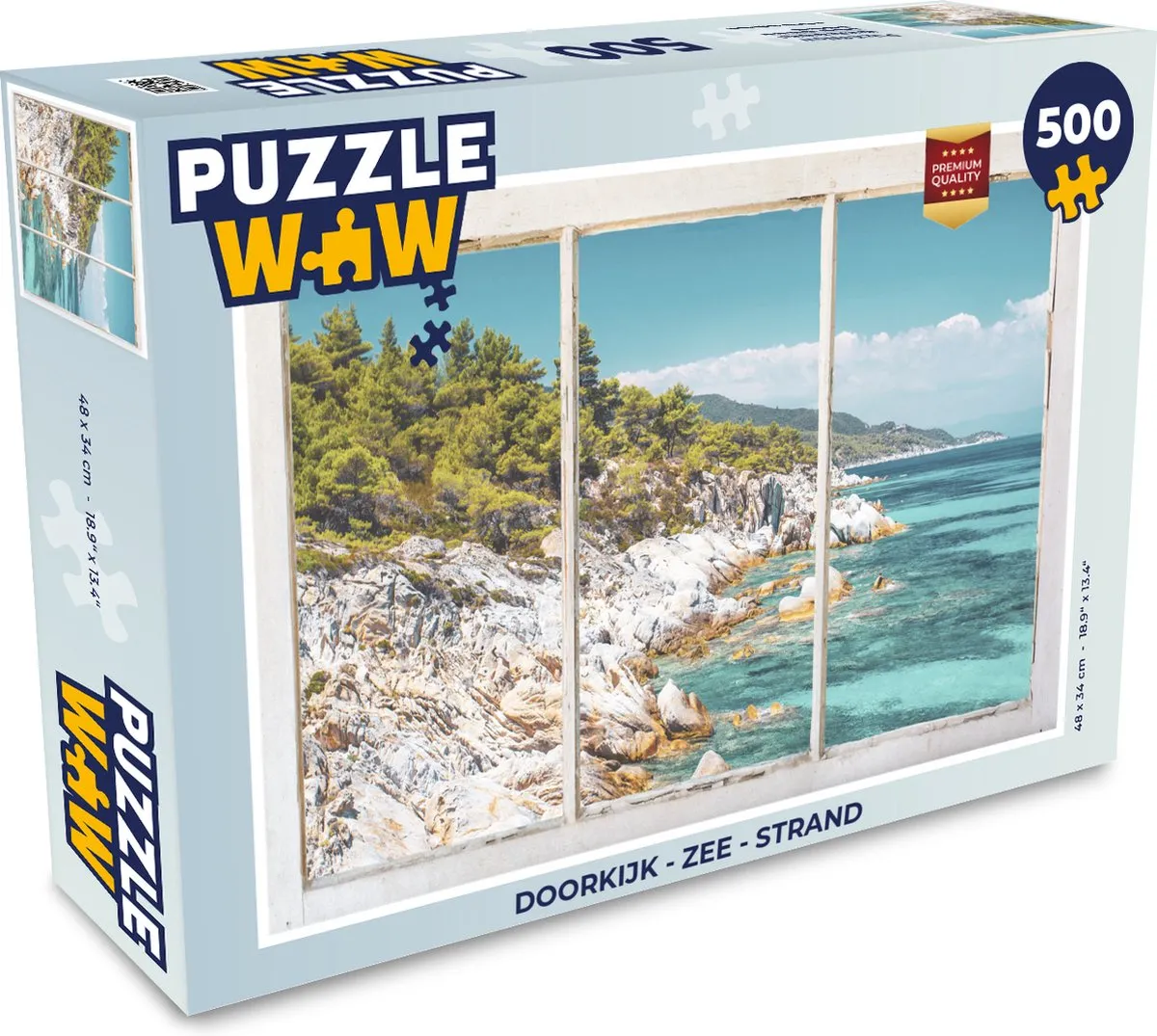 PuzzleWow Doorkijk Zee Strand Legpuzzel 500 Stuks - Multicolor