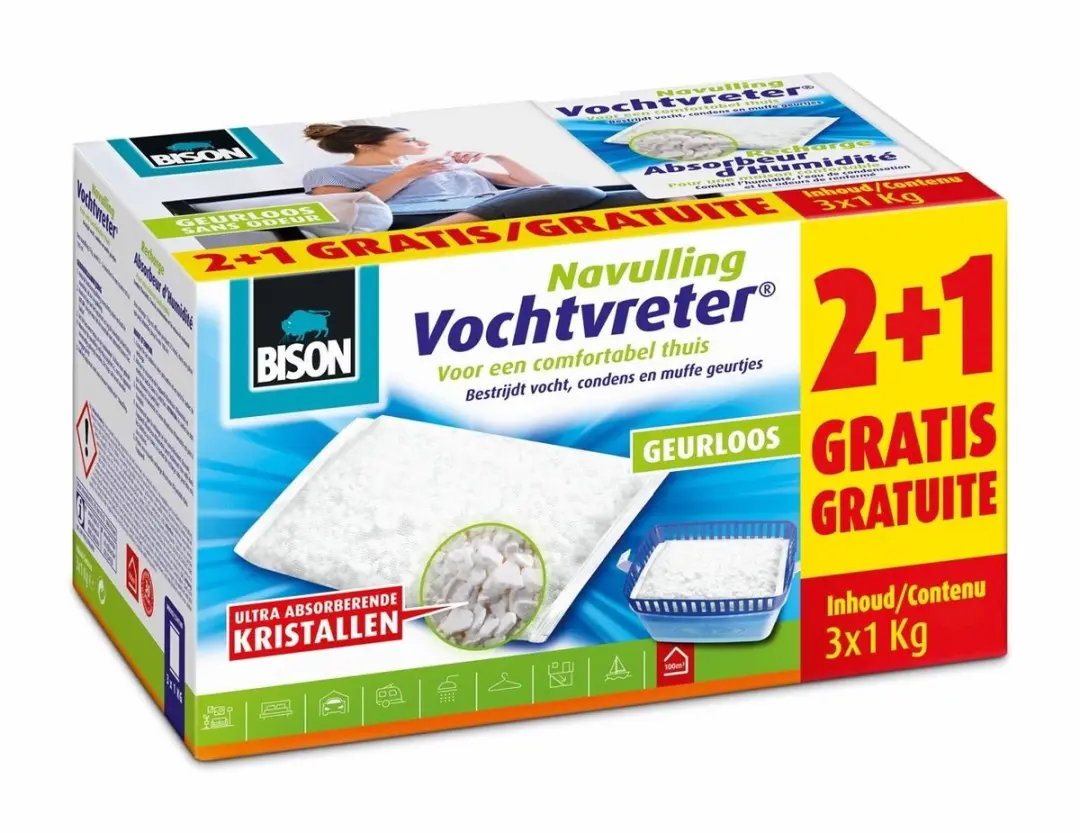 Bison Vochtvreter Navulzak Neutraal 3 Stuks
