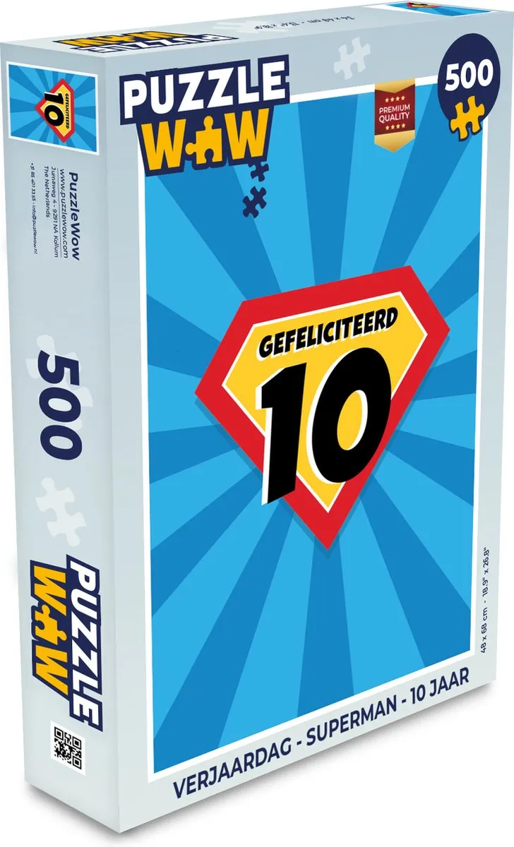 PuzzleWow Superman Verjaardag Legpuzzel 500 Stuks