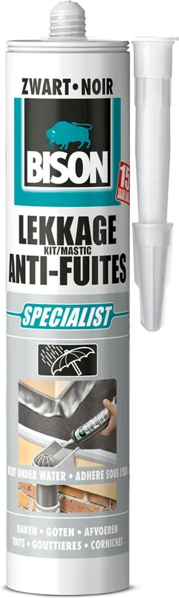 Bison Lekkagekit zwart Koker 300 ml, elastische afdichtingskit, waterdichte repa