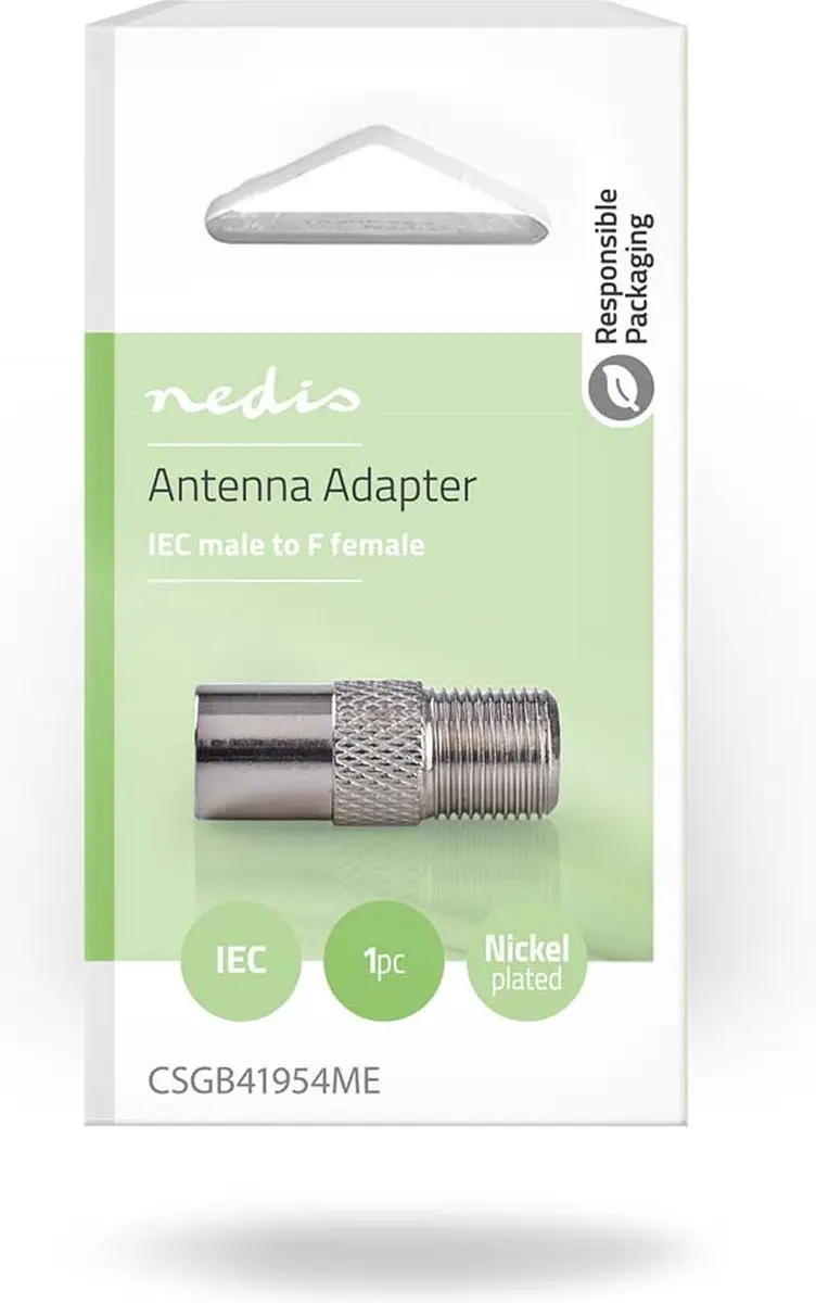 Nedis F-Female naar IEC Coax Adapter 75 Ohm - Zilver - afbeelding 6 van 6