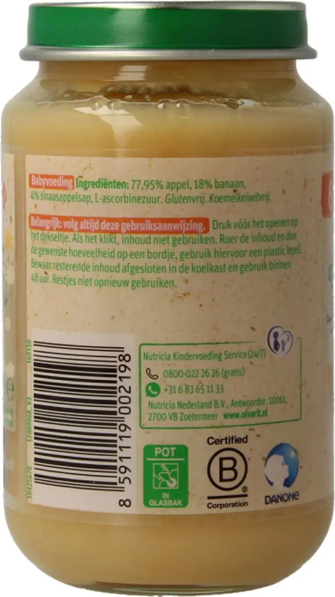 Olvarit Appel Banaan Sinaas 6M+ - 200g