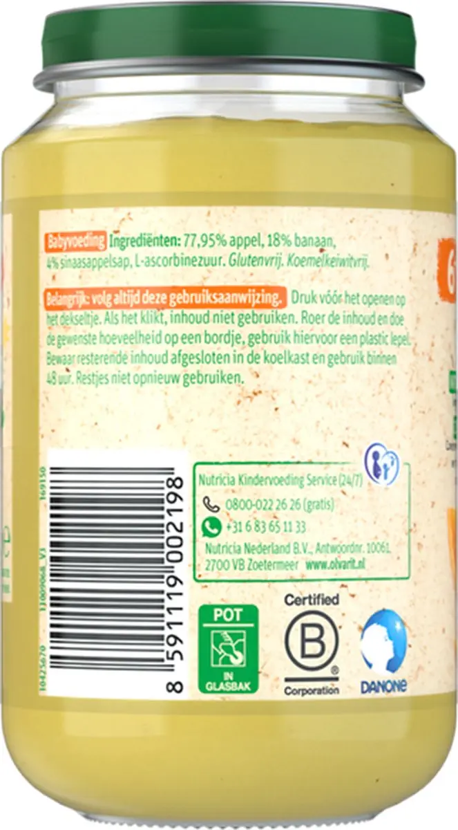 Olvarit Appel Banaan Sinaas 6M+ - 200g