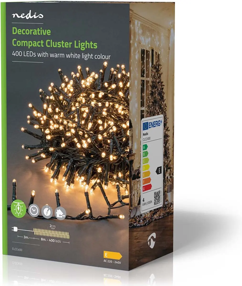 Nedis Kerstverlichting Compact Cluster 400LED Warm Wit 8m