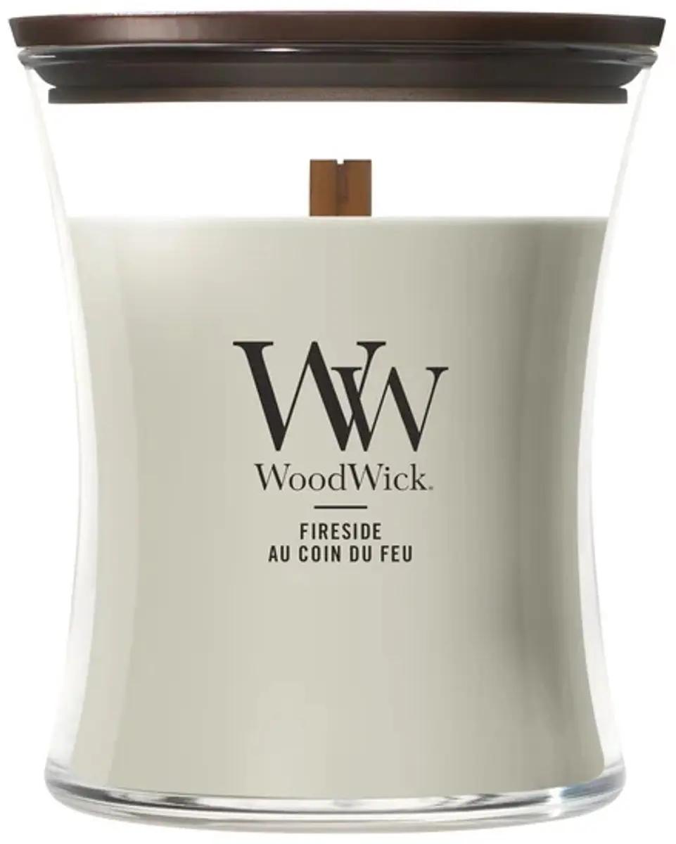 Woodwick Hourglass Geurkaars Fireside - 60 Branduren - Grijs