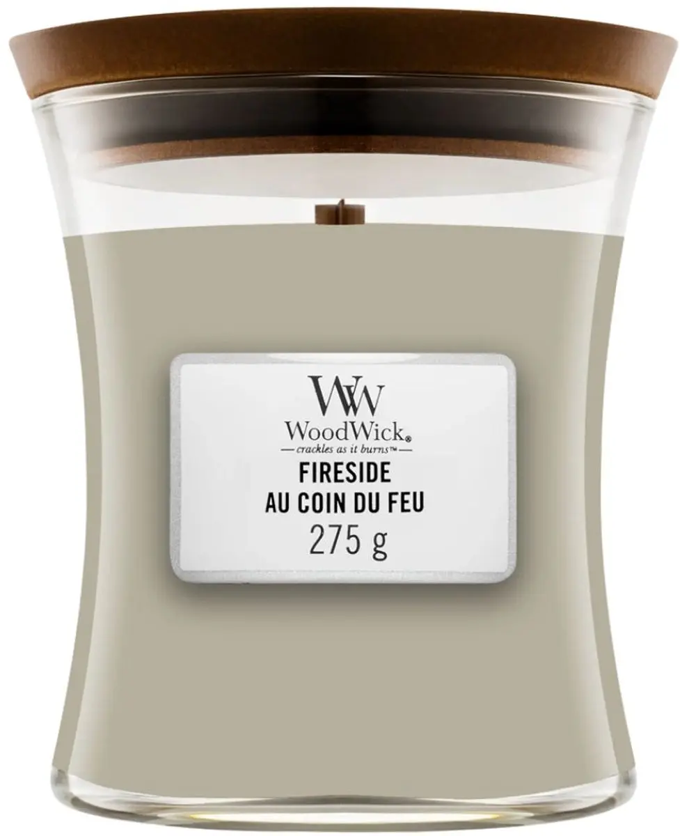 Woodwick Hourglass Geurkaars Fireside - 60 Branduren - Grijs
