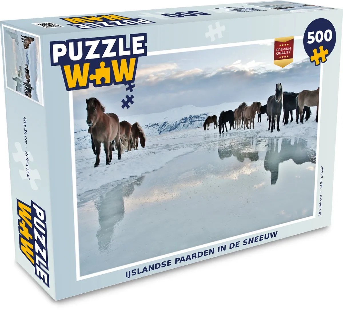 PuzzleWow Paarden op IJs Legpuzzel 500 Stuks