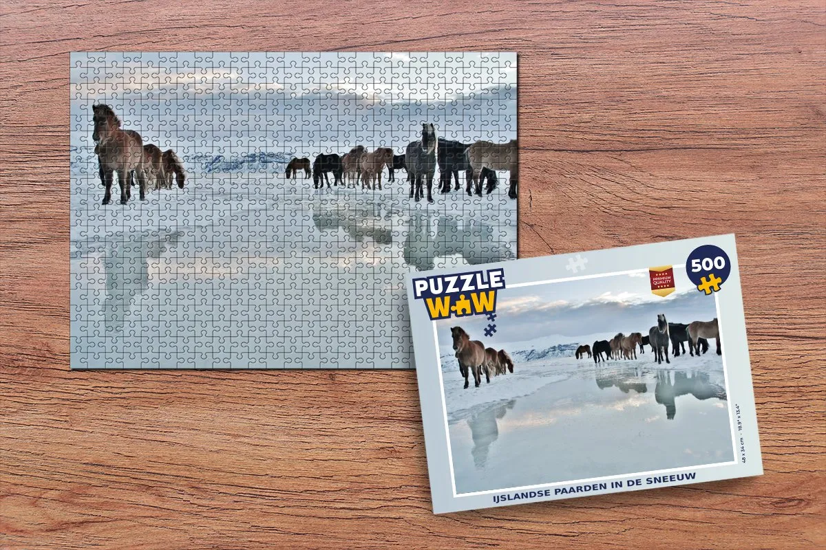 PuzzleWow Paarden op IJs Legpuzzel 500 Stuks - Multicolor