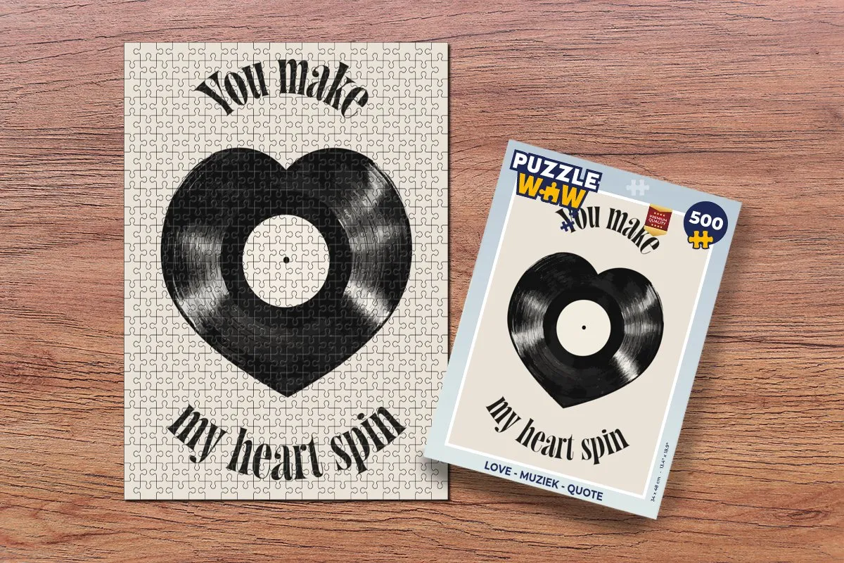 PuzzleWow Love Muziek Quote Legpuzzel 500 Stuks - Hart & Beige