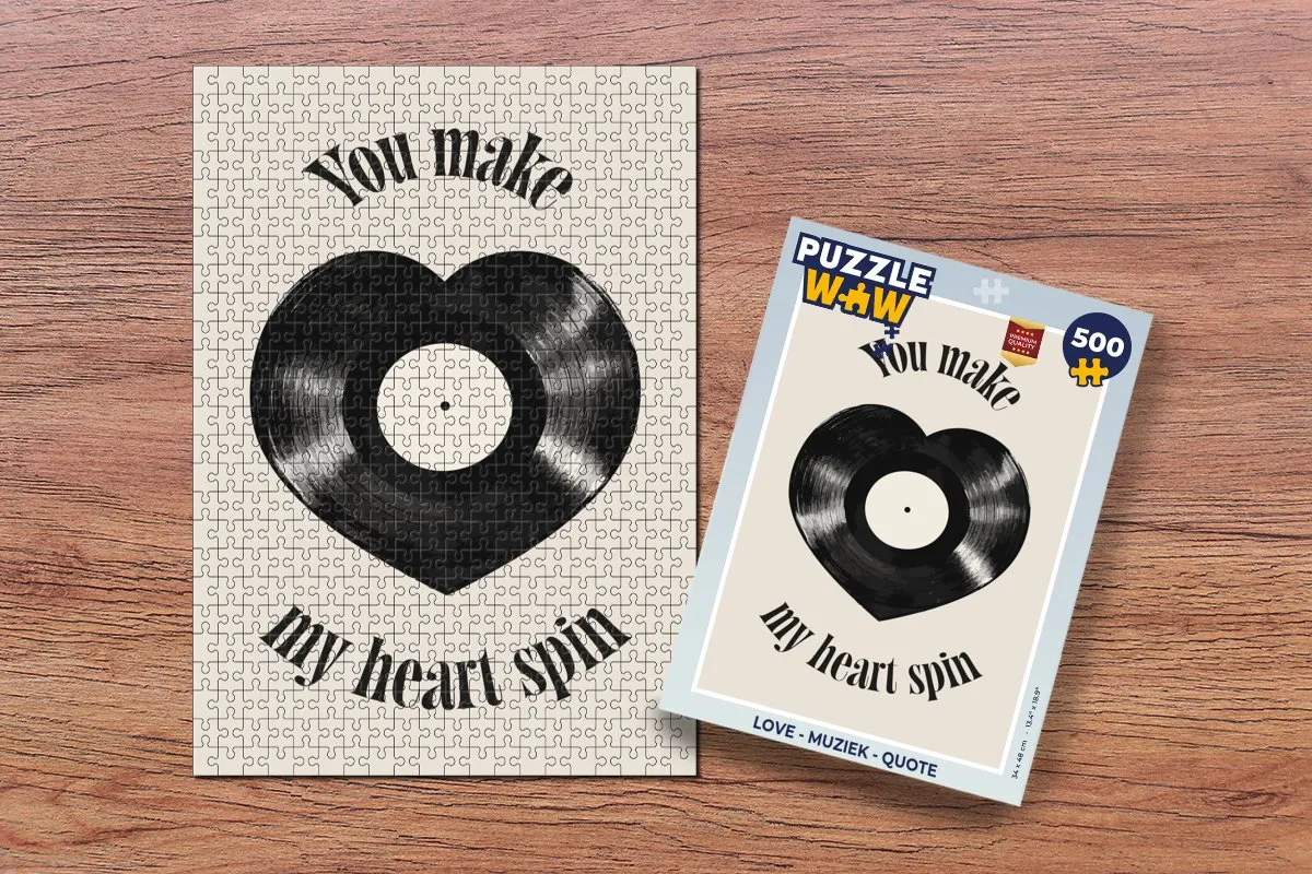 PuzzleWow Love Muziek Quote Legpuzzel 500 Stuks - Hart & Beige