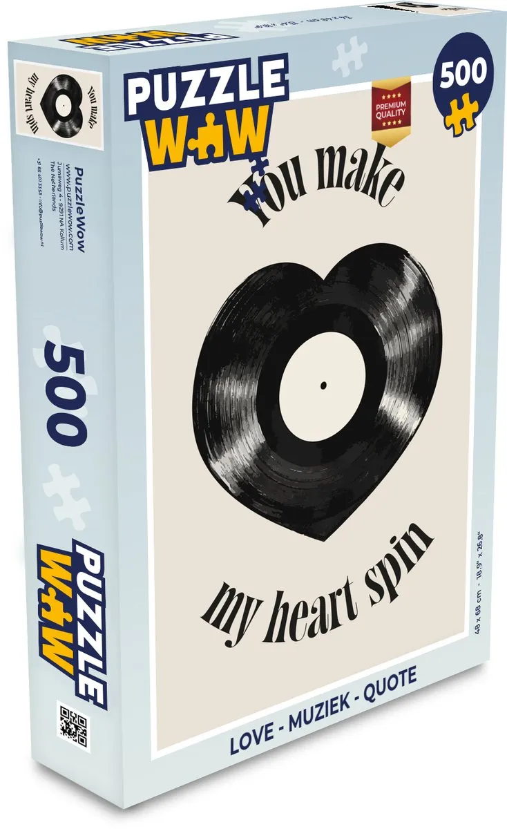 PuzzleWow Love Muziek Quote Legpuzzel 500 Stuks - Hart & Beige