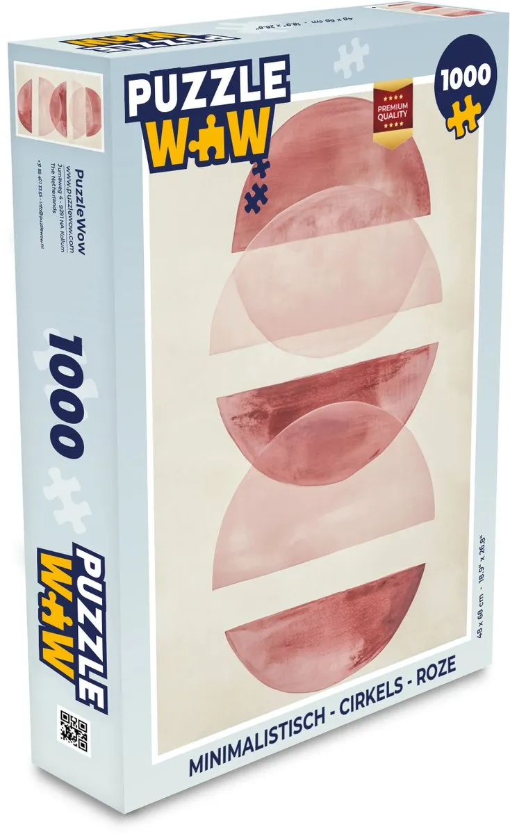PuzzleWow Minimalistisch Roze Legpuzzel 1000 Stuks