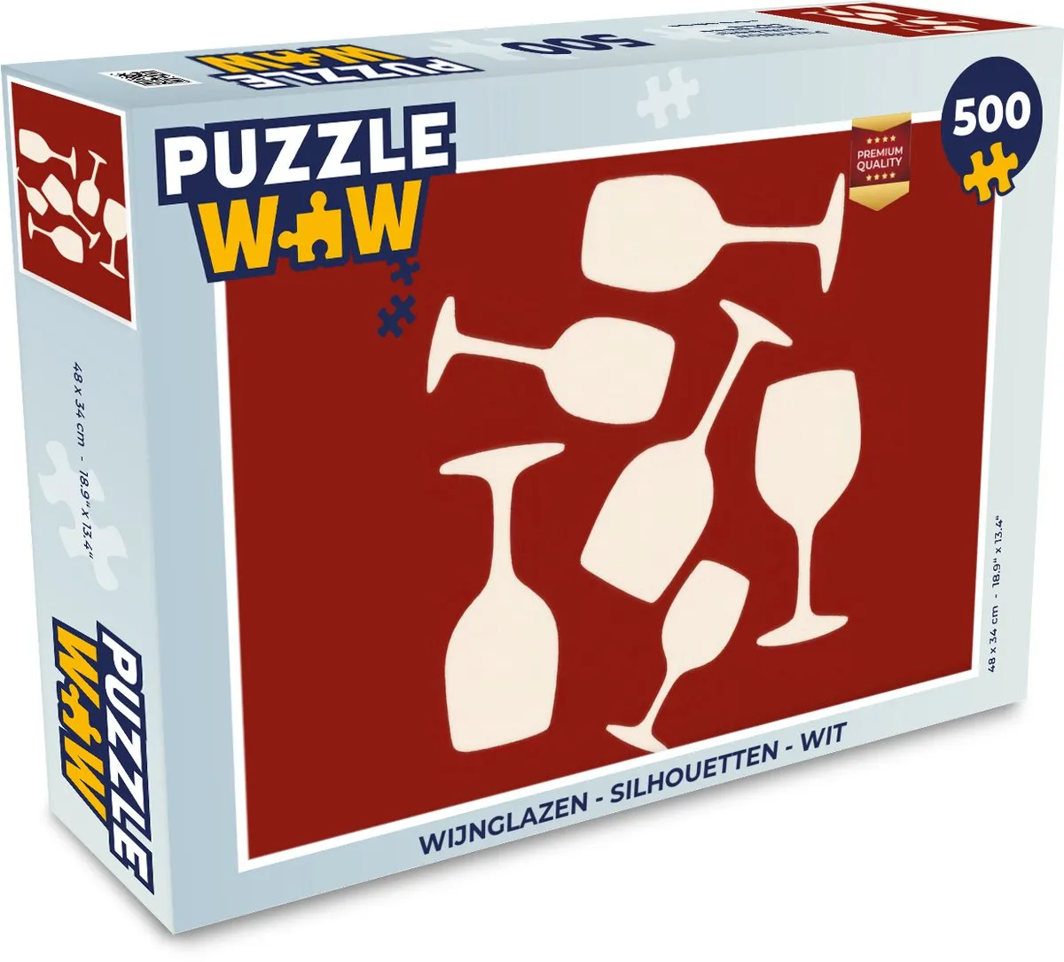 PuzzleWow Wijnglazen Silhouetten Legpuzzel 500 Stuks - Wit
