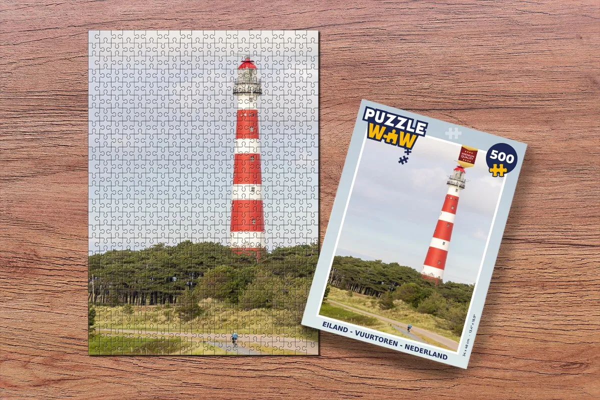 PuzzleWow Puzzel Eiland Vuurtoren Nederland Legpuzzel 500 Stuks - Multicolor