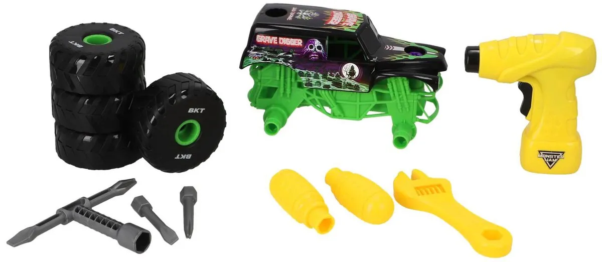 Hot Wheels Mechanix Grave Digger 1:18 Speelgoedauto - 29 Onderdelen - Multicolor