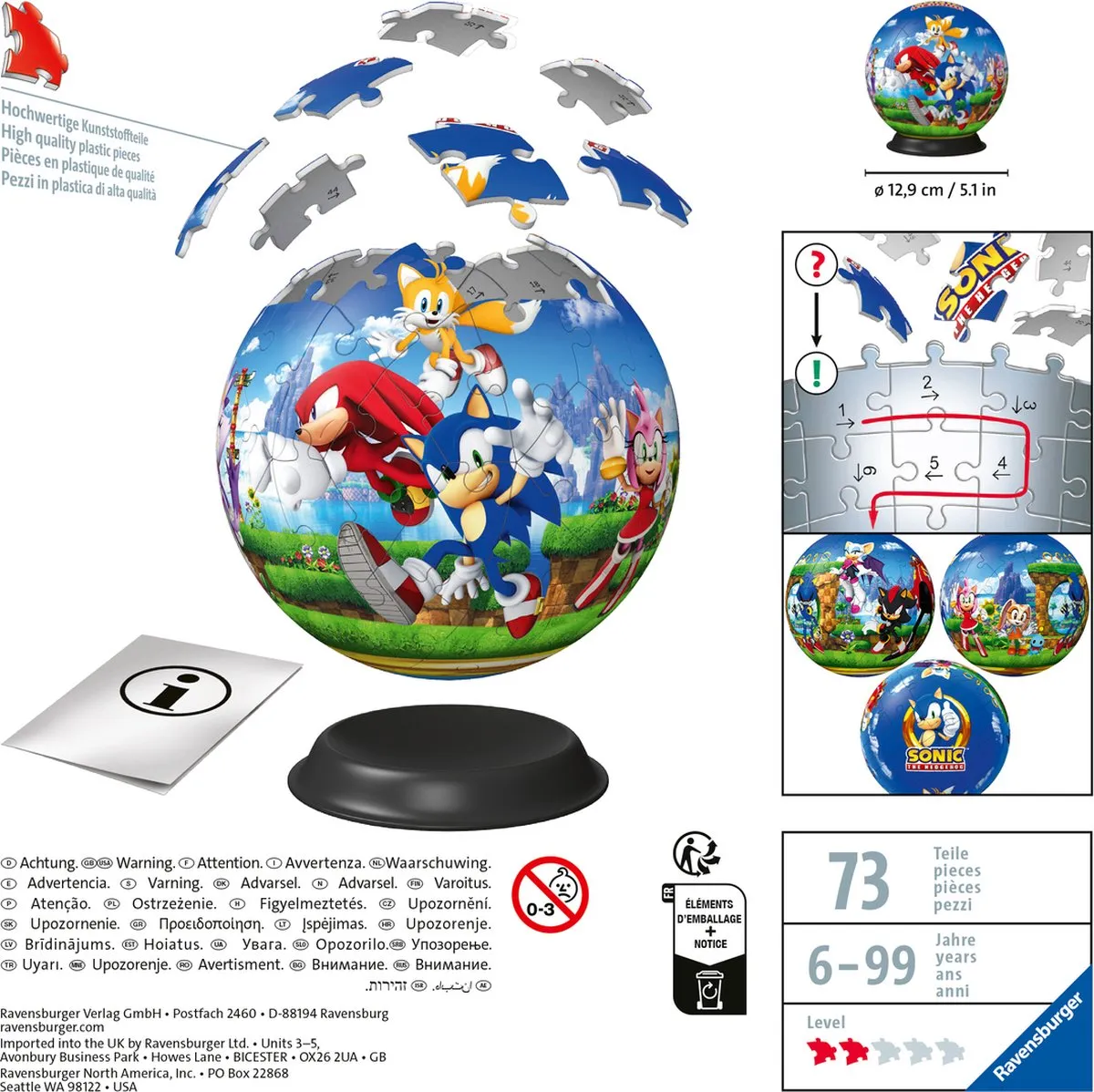 Ravensburger Sonic The Hedgehog 3D Puzzel 72 Stuks - Meerkleurig