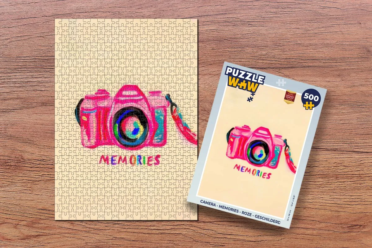 PuzzleWow Camera - Memories Legpuzzel 500 Stuks - Roze