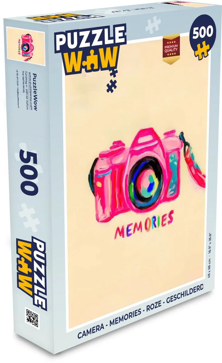 PuzzleWow Camera - Memories Legpuzzel 500 Stuks - Roze