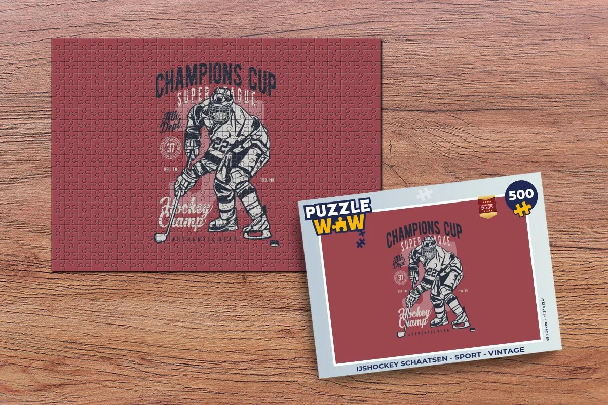 PuzzleWow IJshockey Schaatsen Legpuzzel 500 Stuks - Multicolor