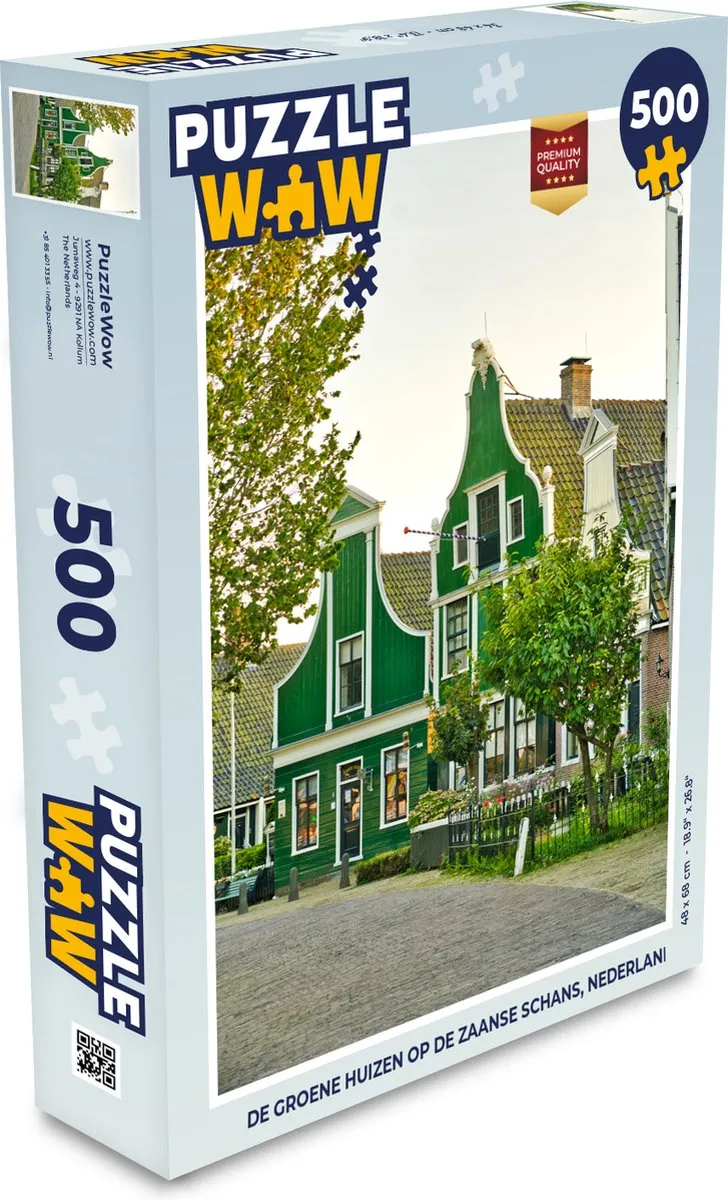 PuzzleWow De groene huizen op de Zaanse Schans Legpuzzel 500 Stuks