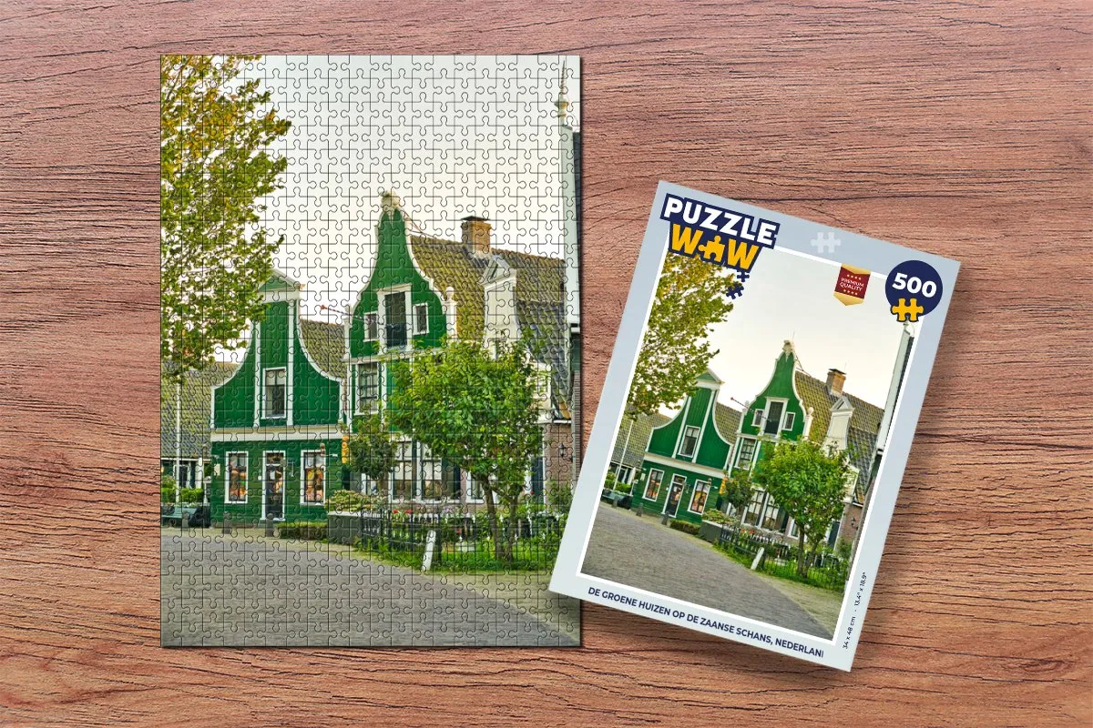 PuzzleWow De groene huizen op de Zaanse Schans Legpuzzel 500 Stuks - Multicolor