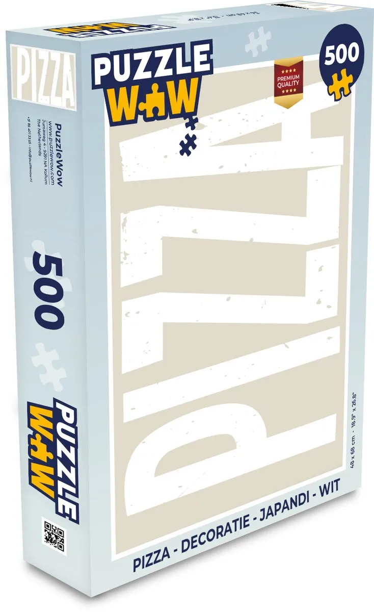 PuzzleWow Japandi Pizza Legpuzzel 500 Stuks - Wit