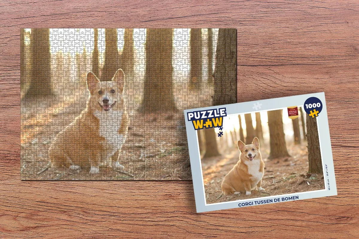 PuzzleWow Corgi tussen de bomen Legpuzzel 1000 Stuks - Multicolor