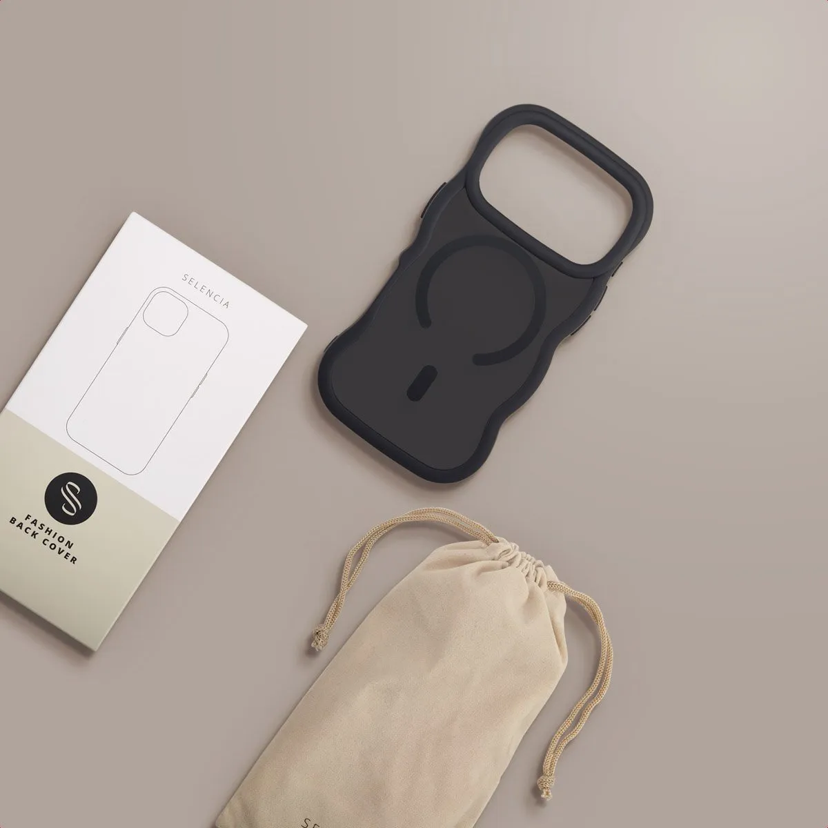Selencia Wavy Case iPhone 17 Pro - Zwart
